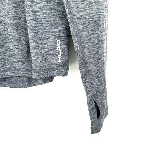 Head Size Small Long Sleeve Pullover Hoodie with Thumbholes Gray Sportswear - Picture 3 of 4